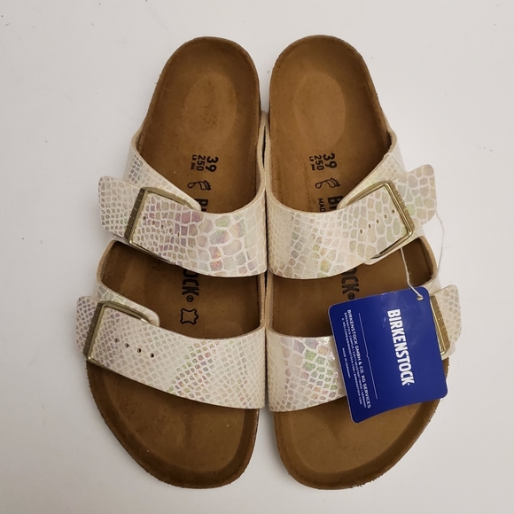 Birkenstock Shoes - Birkenstock Arizona Shiny Snake Cream Sandals